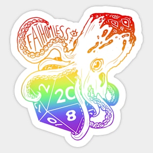 Fathomless D20: dnd 5e warlock dice rainbow text Sticker